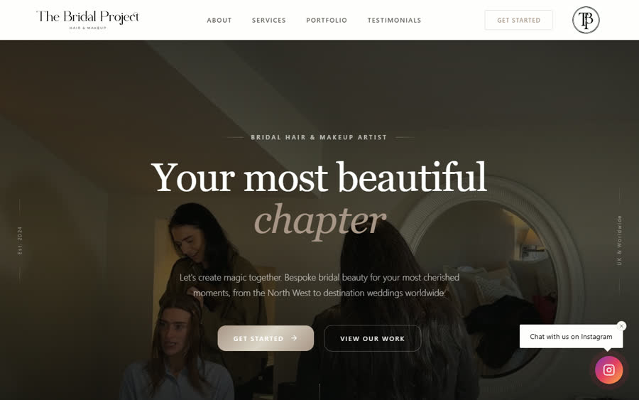 Homepage of The Bridal Project website